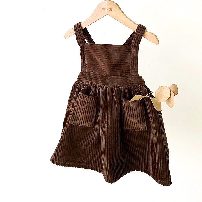 BROWN SUSPENDER DRESS
